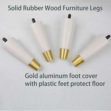 Furniture Legs 6 inch Height Couch Legs Wood Round Tapered Gold Furniture feet Set of 4 Replacement ...