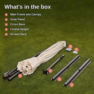 East Oak Offset Patio Umbrella, 10ft Hanging Cantilever Umbrellas with 40 Solar Lights,8 Ribs,Waterproof UV 30+ Protection and Fade Resistant Outdoor Umbrella, Beige