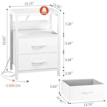 Yoobure Nightstand with Charging Station for Bedroom