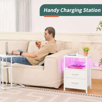 Yoobure Nightstand with Charging Station for Bedroom