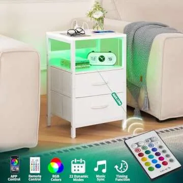 Yoobure Nightstand with Charging Station for Bedroom