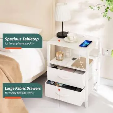 Yoobure Nightstand with Charging Station for Bedroom