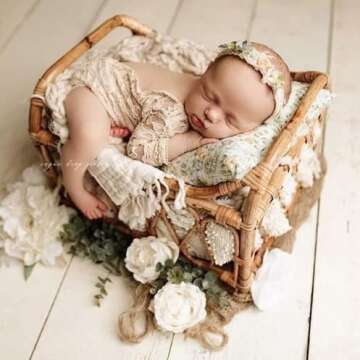 iBACKDROP Mini Woven Bamboo Rattan Basket for Newborn Baby Photography Posing Props