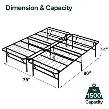 ZINUS SmartBase Tool-Free Assembly Mattress Foundation, 14 Inch Metal Platform Bed Frame, No Box Spring Needed, Sturdy Steel Frame, Underbed Storage, King
