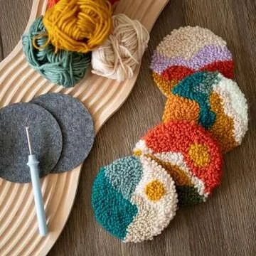 Temlum Punch Needle Coasters Kit for Beginners - Craft Fun