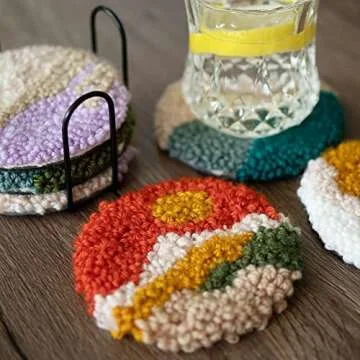 Temlum Punch Needle Coasters Kit for Beginners - Craft Fun