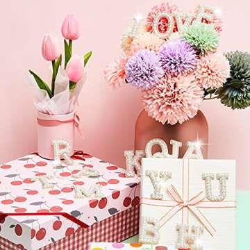 Canlierr 52 Pcs Glitter Rhinestone Letter Patches for DIY