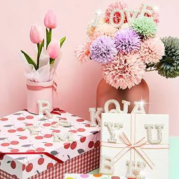 Canlierr 52 Pcs Glitter Rhinestone Letter Patches for DIY