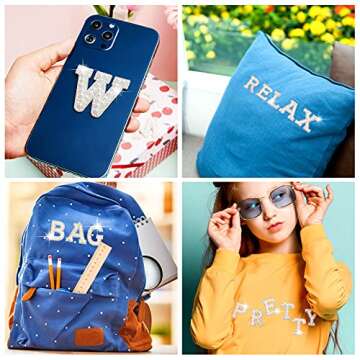 Canlierr 52 Pcs Glitter Rhinestone Letter Patches for DIY