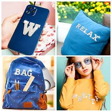 Canlierr 52 Pcs Glitter Rhinestone Letter Patches for DIY