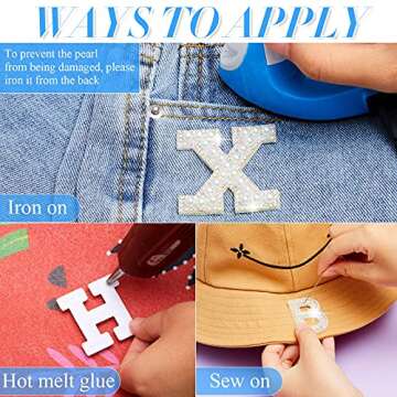 Canlierr 52 Pcs Glitter Rhinestone Letter Patches for DIY