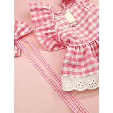 QWINEE Cute Dog Dress Ruffle Trim Cat Lace Princess Dresses with Bow Decor Puppy Tutu Skirt Holiday Party Costume Outfit for Small and Medium Cats Dogs Kitten Pink A X-Small