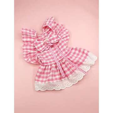 QWINEE Cute Dog Dress Ruffle Trim Cat Lace Princess Dresses with Bow Decor Puppy Tutu Skirt Holiday Party Costume Outfit for Small and Medium Cats Dogs Kitten Pink A X-Small