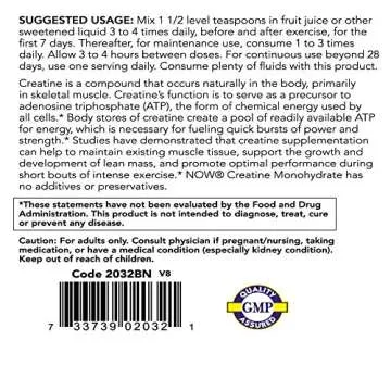 NOW Foods Sports Nutrition, Creatine Monohydrate Powder, Mass Building*/Energy Production*, 2.2-Pound