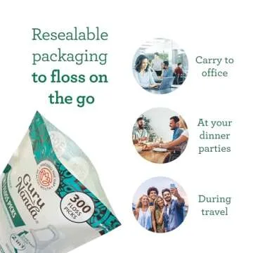GuruNanda Dental Floss Picks - Mint, 300 Count, 2 in 1