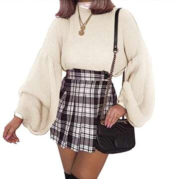 PRETTYGARDEN Women's Oversize Sweaters Loose Drop Shoulder Lantern Sleeve Round Neck Fashion Pullove...