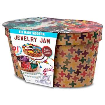 Kid Made Modern - Jewelry Jam Craft Kit - 850+ Piece Collection - DIY Kids Crafts - Bulk Craft Set - Create Your Own Jewelry - Includes Beads, Art Supplies + Storage Box - Ages 6+