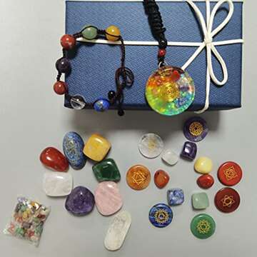 Premium Healing Crystals and Chakra Stones Set 24 Pcs-14 Tumbled Stones and 7 Round Healing Stones,P...