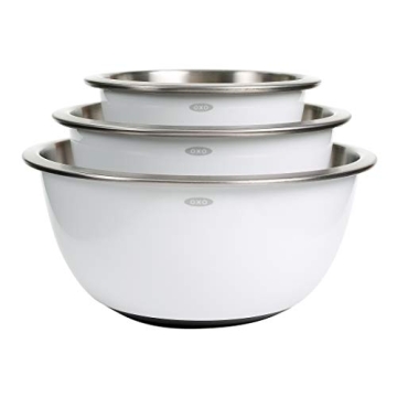 OXO 3-Piece Stainless Steel Mixing Bowl Set for Kitchen