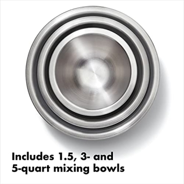 OXO 3-Piece Stainless Steel Mixing Bowl Set for Kitchen