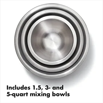 OXO 3-Piece Stainless Steel Mixing Bowl Set for Kitchen