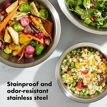 OXO 3-Piece Stainless Steel Mixing Bowl Set for Kitchen