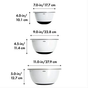 OXO 3-Piece Stainless Steel Mixing Bowl Set for Kitchen