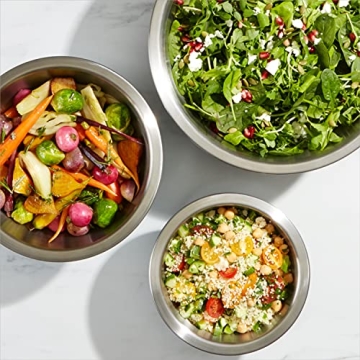 OXO 3-Piece Stainless Steel Mixing Bowl Set for Kitchen