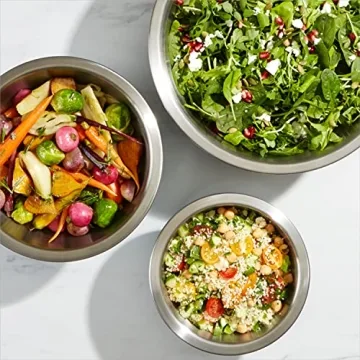 OXO 3-Piece Stainless Steel Mixing Bowl Set for Kitchen