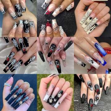 15Pcs Halloween Nail Charms Metal Spider Nail Art Rhinestone Alloy Spider Halloween Nail Gems for Acrylic Nails Gold Silver Nail Art Design Halloween Nail Art Supplies for Women DIY Halloween Nails