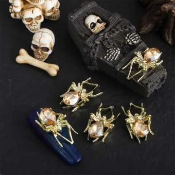 Eye-Catching 15Pcs Spider Nail Charms for Glamorous Nail Art