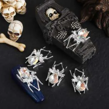 Eye-Catching 15Pcs Spider Nail Charms for Glamorous Nail Art