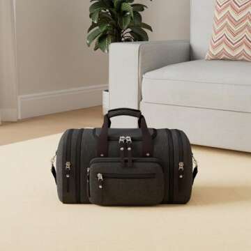 EKOROMIER Canvas Expandable Duffle Bag for Men Traveling, Luggage Travel Bag Weekender Overnight Bag...