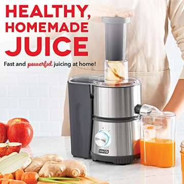 Dash Compact Centrifugal Juicer, Press Juicing Machine, 2-Speed, 2" Wide Feed Chute for Whole Fruit ...