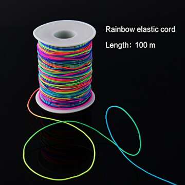 1 mm Elastic Cord Beading Threads Stretch String Fabric Crafting Cords for Jewelry Making, Rainbow (0.04 Inch x 109 Yard)