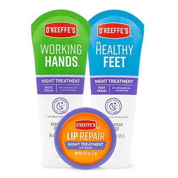 O'Keeffe's Night Treatment Combo Pack - Hand, Foot & Lip Care Trio