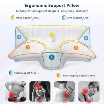 Vuteehy Cervical Neck Pillow for Pain Relief, Adjustable Ergonomic Memory Foam Pillow for Neck and S...