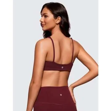 CRZ YOGA Butterluxe Spaghetti Strap Sports Bras for Women - Square Neck Yoga Wireless Low Coverage P...