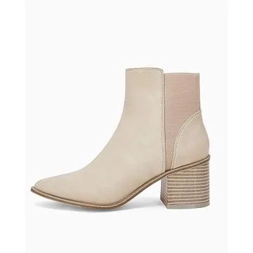 Coutgo Womens Chunky Block Heel Ankle Boots