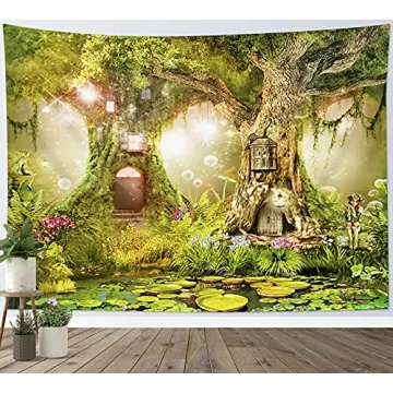 HVEST Enchanting Fairy Tale Forest Tapestry for Kids