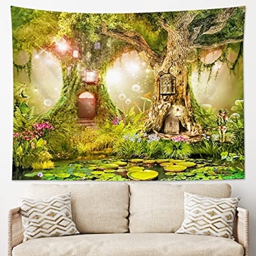 HVEST Enchanting Fairy Tale Forest Tapestry for Kids