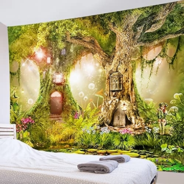HVEST Enchanting Fairy Tale Forest Tapestry for Kids