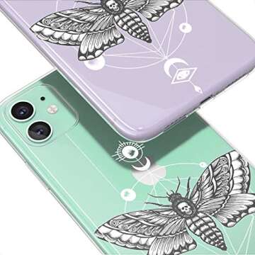 Mertak Clear Case Compatible with iPhone 15 14 13 Pro Max 12 Mini 11 SE Xr Xs 8 Plus 7 6s Cover Goth...