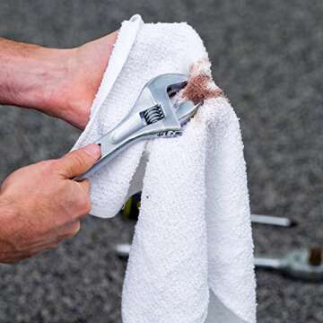 S&T INC. Multipurpose Cotton Terry Cleaning Towels for Home, Car, Automotive, and Garage Cleaning Supplies, 14 Inch x 17 Inch, White, 24 Pack