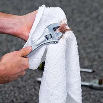 S&T INC. Multipurpose Cotton Terry Cleaning Towels for Home, Car, Automotive, and Garage Cleaning Supplies, 14 Inch x 17 Inch, White, 24 Pack