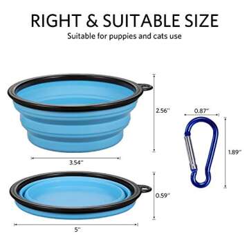 ME.FAN Collapsible Dog Bowl Travel Portable Dog Bowl(12oz) Silicone Foldable Travel Bowl/Pet Food Bo...