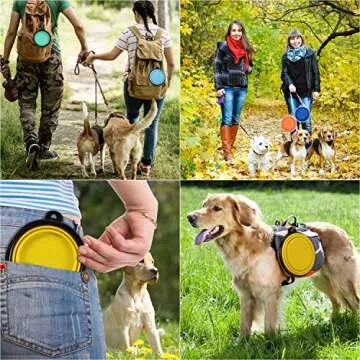 ME.FAN Collapsible Dog Bowl Travel Portable Dog Bowl(12oz) Silicone Foldable Travel Bowl/Pet Food Bowl/Cat Water Bowl/Silicone Pet Expandable Bowls + Carabiners Per Set