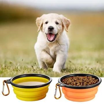 ME.FAN Collapsible Dog Bowl Travel Portable Dog Bowl(12oz) Silicone Foldable Travel Bowl/Pet Food Bowl/Cat Water Bowl/Silicone Pet Expandable Bowls + Carabiners Per Set
