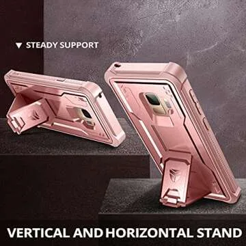 Dexnor for Samsung Galaxy S9 Case, [Built in Screen Protector and Kickstand] Heavy Duty Military Grade Protection Shockproof Protective Cover for Samsung Galaxy S9 Rose Gold