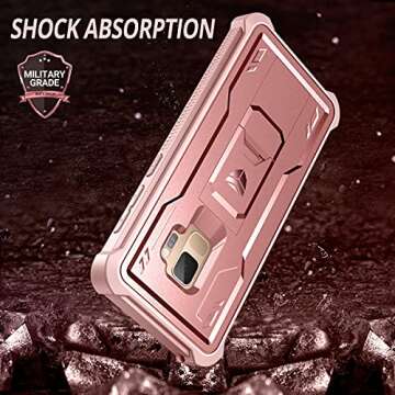 Dexnor for Samsung Galaxy S9 Case, [Built in Screen Protector and Kickstand] Heavy Duty Military Grade Protection Shockproof Protective Cover for Samsung Galaxy S9 Rose Gold